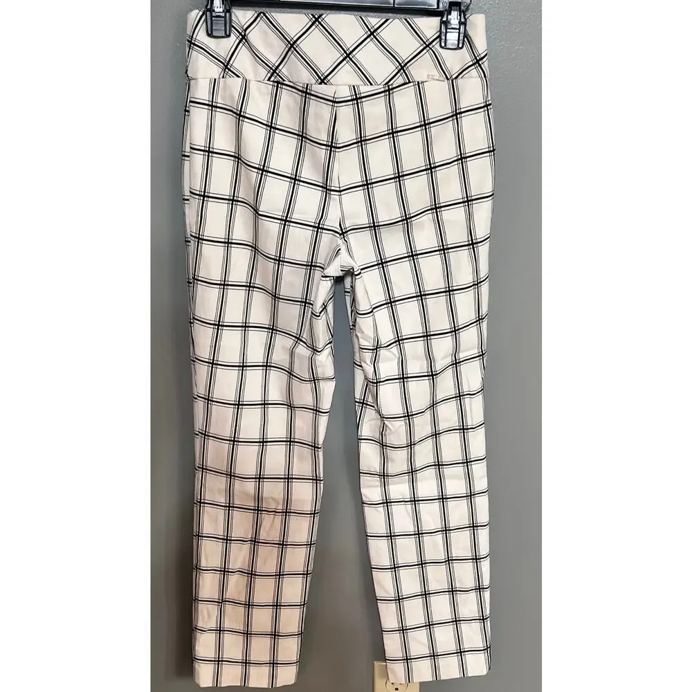 Up Pants Ankle Length White with Black thin Lines Size‎ 4  Pull On - Picture 2 of 6
